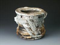 Drum-shaped vase, shino